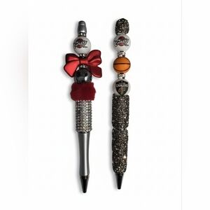 ​🏀 Cleveland Cavaliers "His & Hers" Beaded Bling Pen Set 🏀 Silver & Gun metal